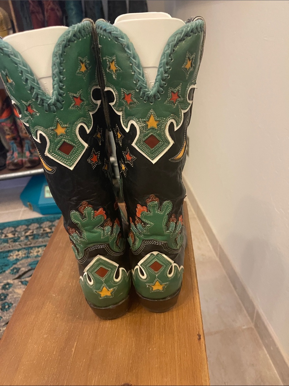Old Gringo Black with Green & Turquoise Embroidered Western Boots - Picture 8 of 11